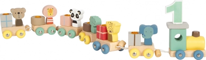 Trenino di compleanno in legno con animali di Small Foot