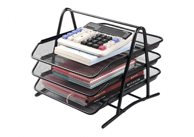 Organizer con tre cassetti metallici di colore nero