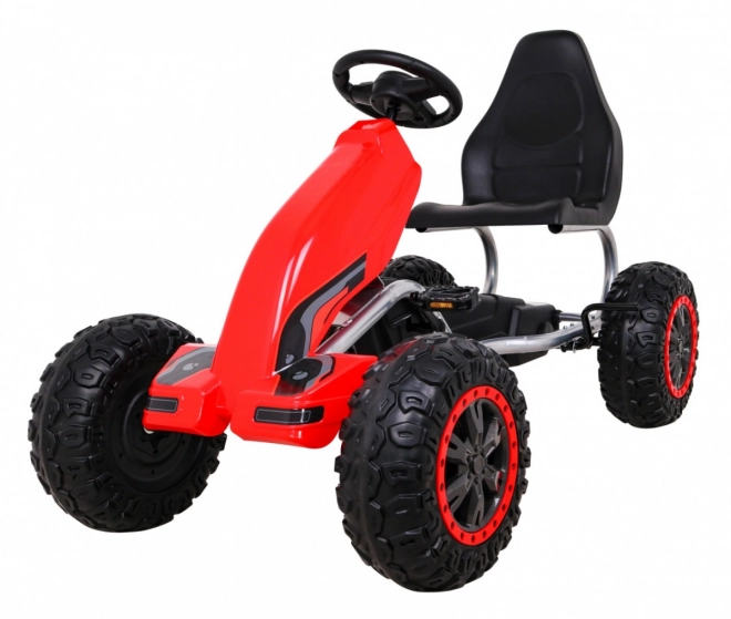 Grande go-kart a pedali Forte per bambini Rosso + 100 kg di carico + Ruote in EVA + Freno a mano + Sedile sportivo