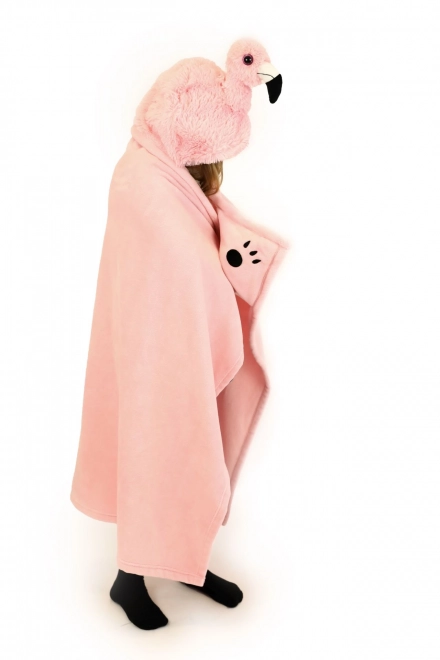 Cozy Noxxiez Coperta Riscaldante Flamingo con Cappuccio e Tasche A Zampa