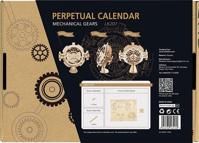 Calendario da Tavolo Meccanico in Legno RoboTime 3D