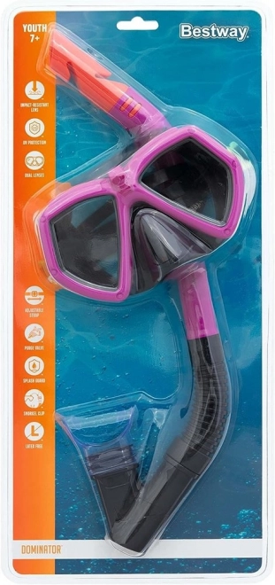 Set da immersione rosa con maschera e boccaglio