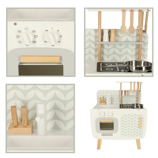 Cucina in legno per bambini stile retrò con accessori