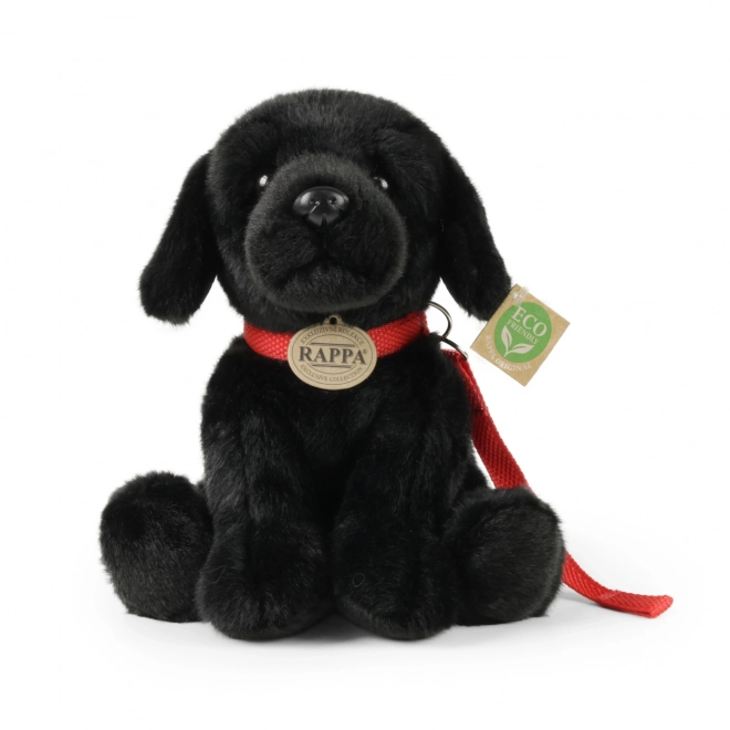 Labrador di peluche ecologico nero con guinzaglio 28 cm