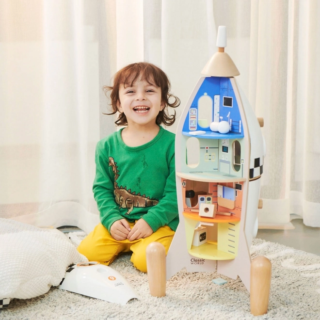Razzo in Legno per Bambini con Figurine