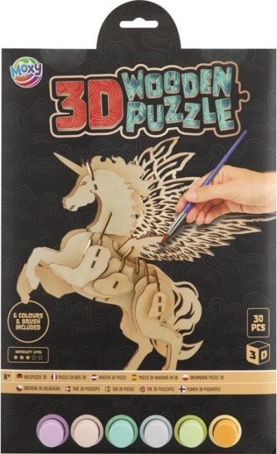 Puzzle 3D in legno da colorare Unicorno MOXY