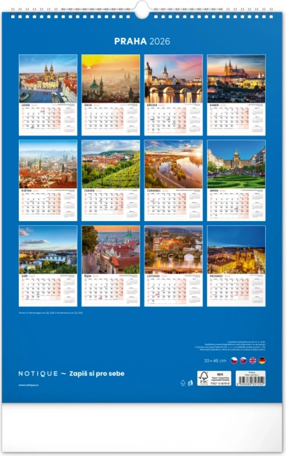 Calendario da parete Praga 2026