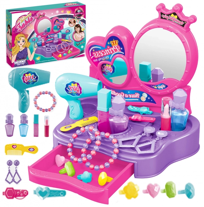 Toeletta da bambina con set di bellezza 18 pezzi