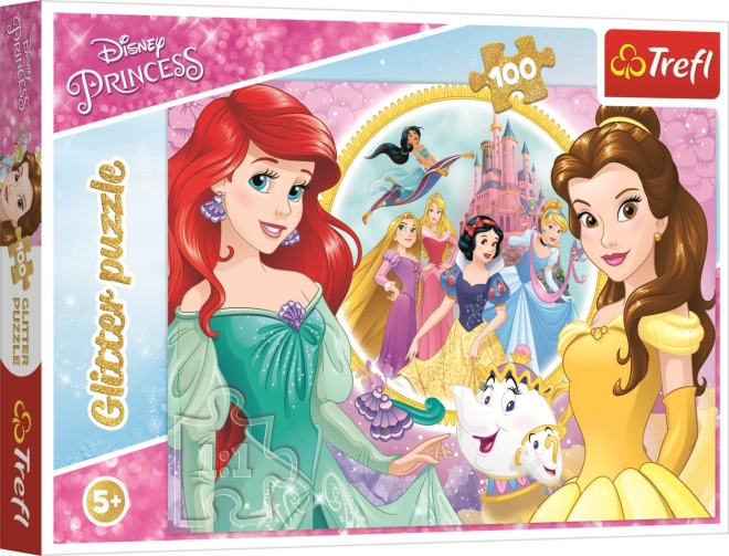 Puzzle da 100 pezzi Glitter Disney Principesse con Belle e Ariel