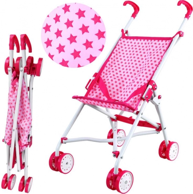 Carrello Passeggino per Bambole Rosa con Stelle