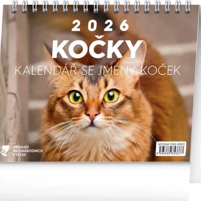 Calendario da tavolo Gatti 2026 con nomi