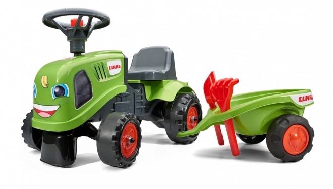 Odrážedlo Baby Claas con rimorchio e attrezzi