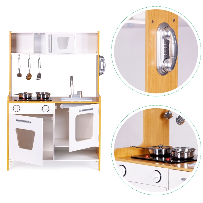 Cucina per bambini in legno con fornelli multimediali ECOTOYS