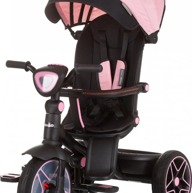 Triciclo con tettuccio e scatola musicale Chipolino Derby 2v1 Flamingo