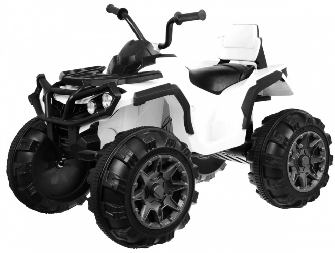 Quad elettrico per bambini bianco + ruote EVA + radio MP3 + LED + avvio lento