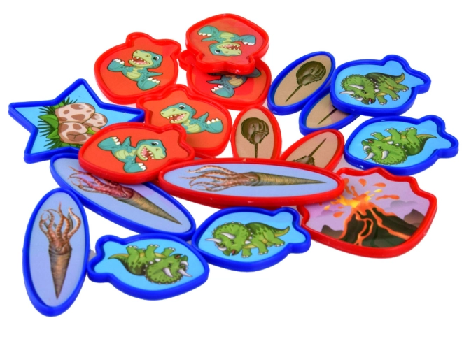 30 gettoni colorati con dinosauri