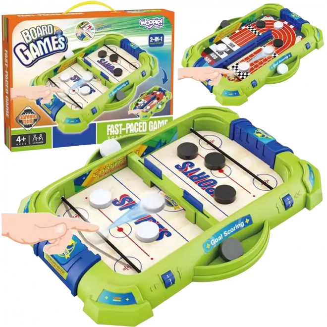 Gioco di abilità 2 in 1 mini hockey e corse