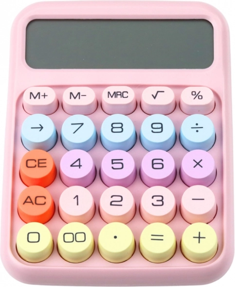 Calcolatrice a batteria rosa per ufficio e scuola