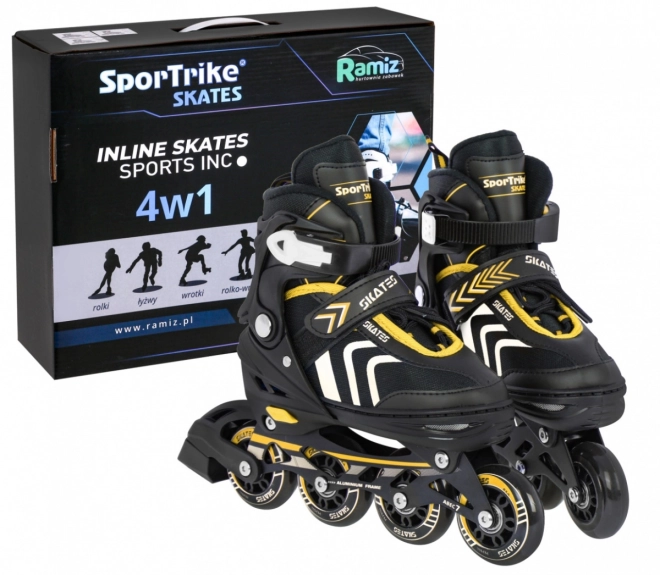 Set 4 in 1 Pattini Pattini a Rotelle Pattini da Ghiaccio per Bambini Taglia 39-43 Blu – Gialla