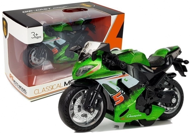 Motocicletta a Frizione con Suoni 1:14 Verde