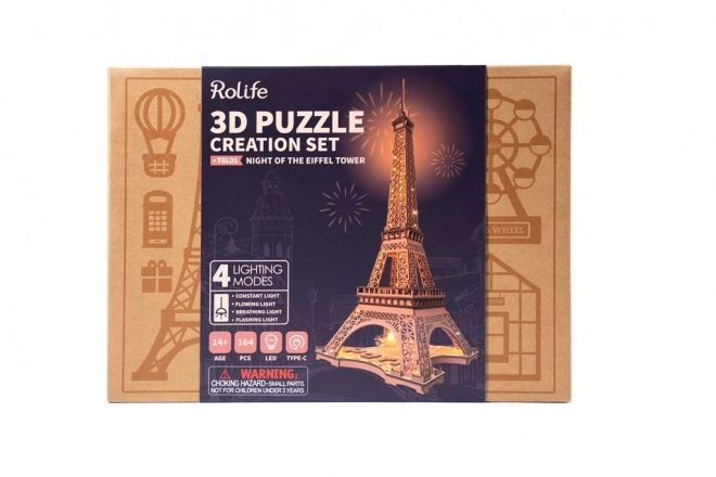 RoboTime puzzle 3D di legno Torre Eiffel notturna