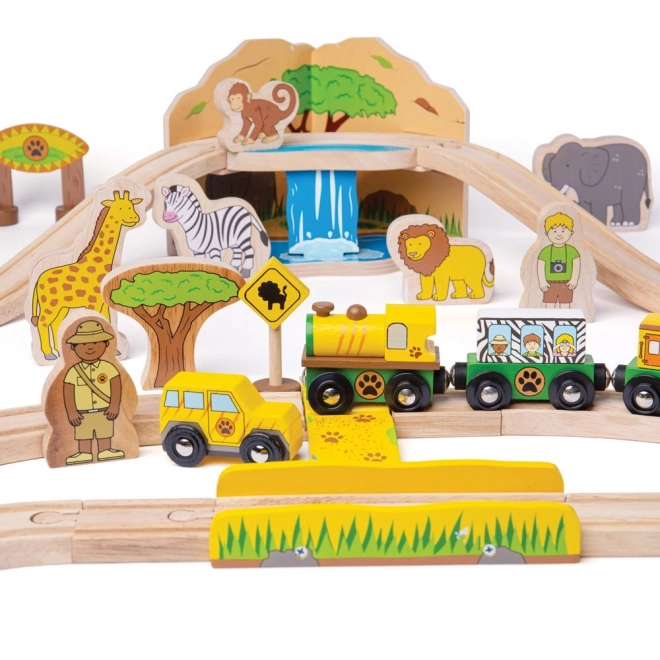 Bigjigs Rail pista di treni in legno Safari