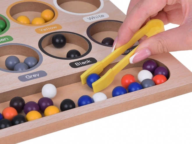 Gioco Montessori con Perline Colorate e Vassoio