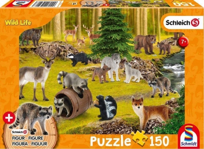 Puzzle SCHMIDT Schleich Famiglia dei procioni 150 pezzi con figurina