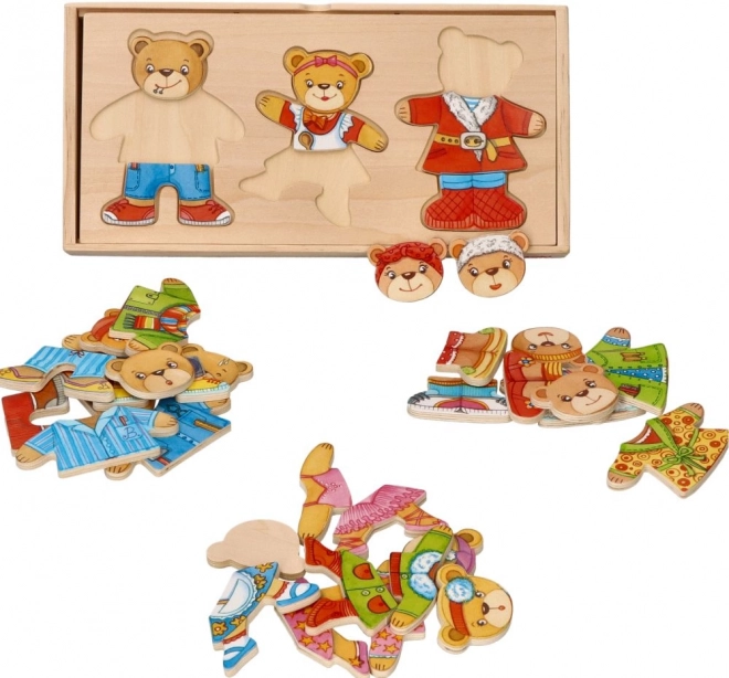 Famiglia di Orsi da Vestire - Puzzle in Legno