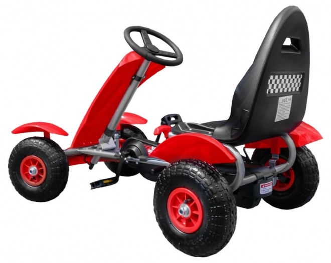 Kart da corsa a pedali XL per bambini 3+ Rosso + Ruote gonfiabili + Sedile regolabile + Ruota libera