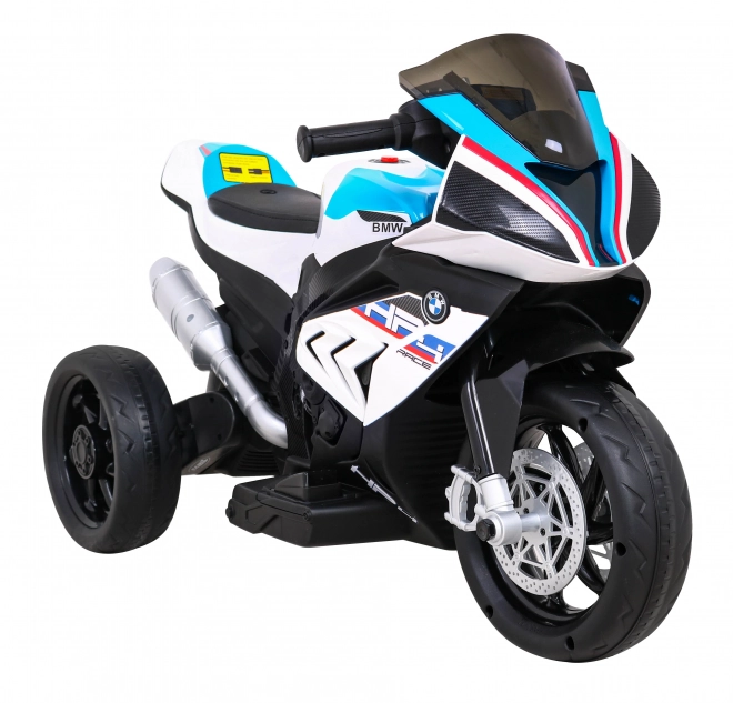 Moto elettrico per bambini BMW HP4 Bianco con 3 ruote, LED e USB MP3