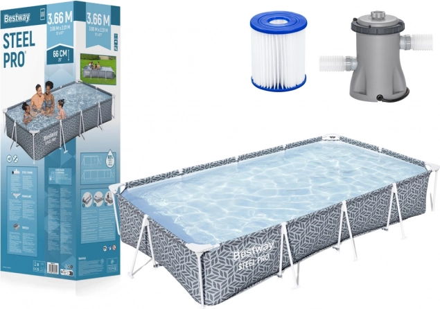 Piscina rettangolare con struttura Bestway Steel Pro 366 x 201 x 66 cm