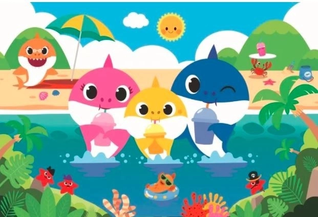 Puzzle Baby Shark con la famiglia in vacanza 60 pezzi