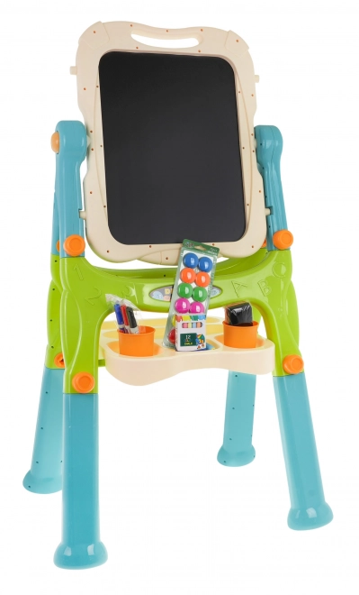 Tabellone 2 in 1 magnetico e cancellabile per bambini con accessori e sgabello