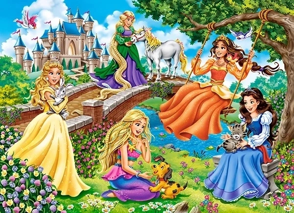 Puzzle 70 pezzi Principesse nel Giardino