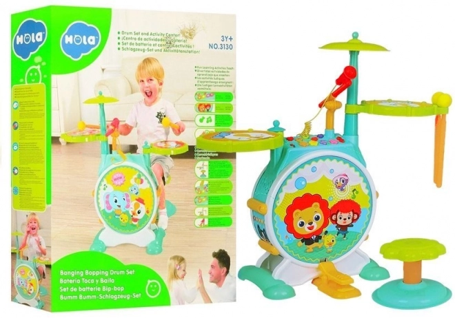 Batteria Musicale Colorata per Bambini con Sgabello