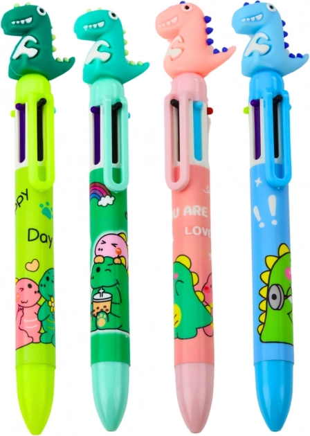 Penna multicolore per bambini con figura di dinosauro