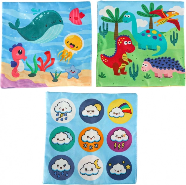 Box sensoriale Montessori con fazzoletti colorati e animaletti