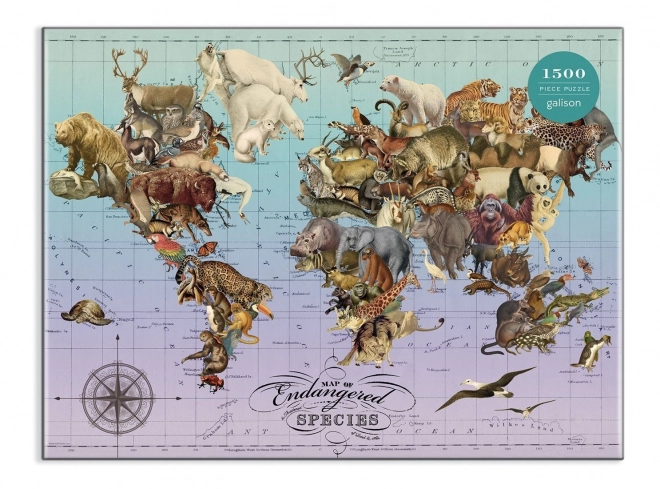 Puzzle Mappa Specie a Rischio 1500 Pezzi