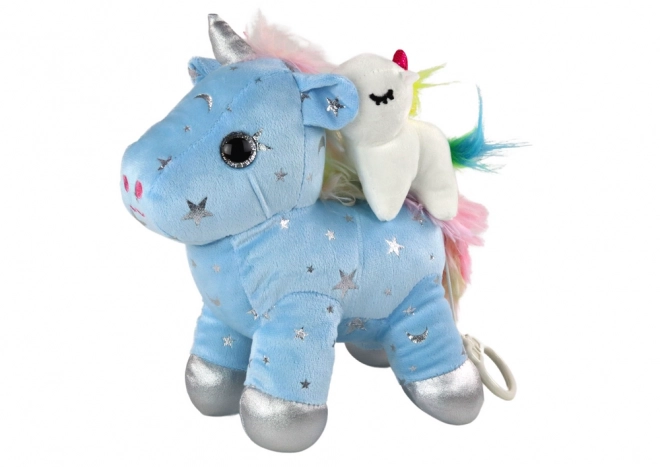 Unicorno Peluche Musicale Azzurro con Stelle