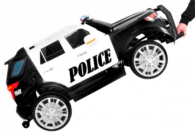 SUV per bambini con batteria della polizia + sirene + luci + megafono + telecomando + avvio lento + EVA + adesivi