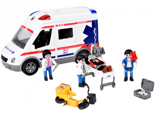 ambulanza interattiva con barella e figurine