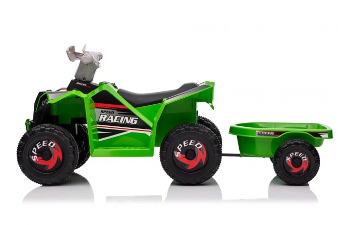 Quad elettrico verde con rimorchio