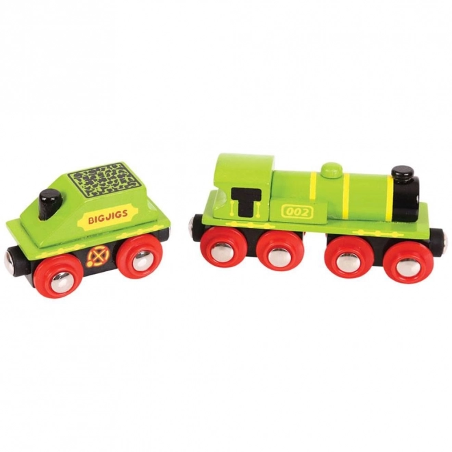 Locomotiva Verde con Tender e 3 Binari di Bigjigs Rail