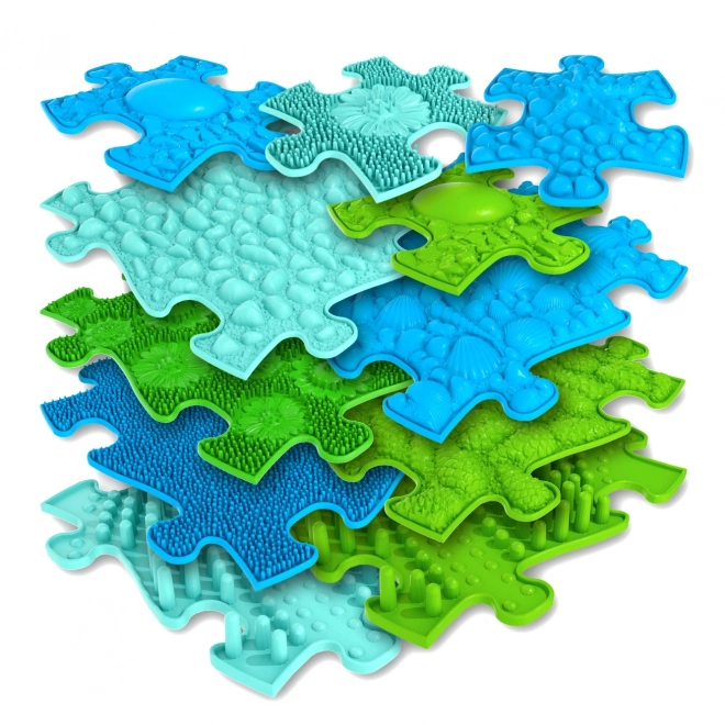 Mata sensoriale ortopedica puzzle 11 pezzi blu/verde