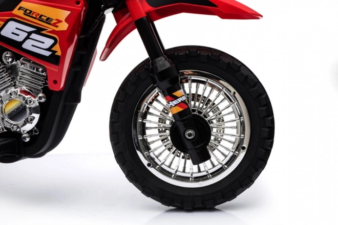 Motocicletta Cross per bambini a batteria con ruote ausiliarie e suoni LED - Rosso