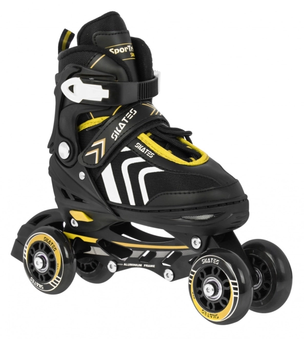 Set 4 in 1 Pattini Pattini a Rotelle Pattini da Ghiaccio per Bambini Taglia 39-43 Blu – Gialla