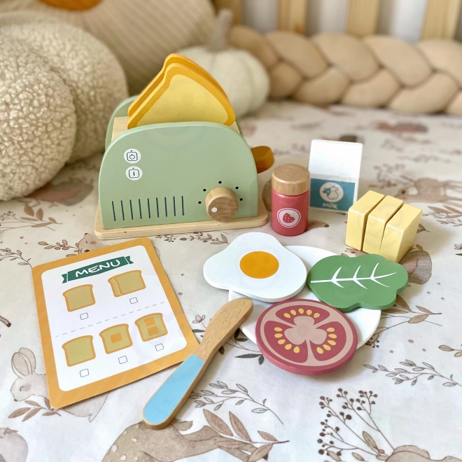 Set colazione tostapane in legno in colori pastello di Tooky Toy