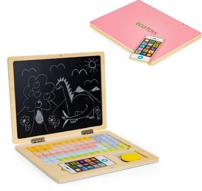 Lavagna educativa magnetica in legno con lettere e numeri ECOTOYS