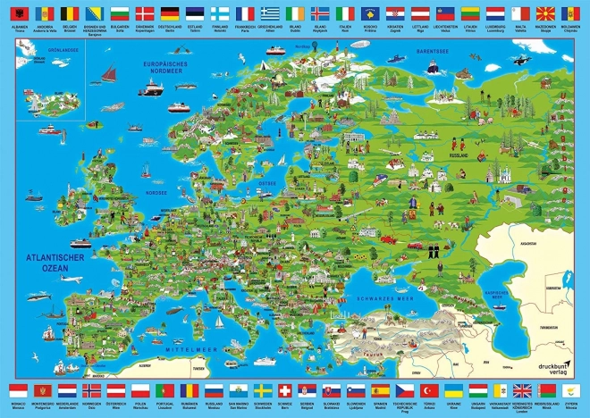 Puzzle mappa illustrata d'Europa 500 pezzi